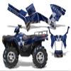 Meltdown-AMRRACING Quad Graphics decal kit fits Polaris ATV Sportsman 400,500,800 (2005-2010)-Silver-Blue-BG view 1