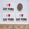 3 - I Love Gay Porn Hard Hat/Helmet Stickers 1 x 2 view 2