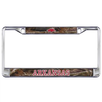 Arkansas Razorbacks Camo Domed Metal License Plate Frame
