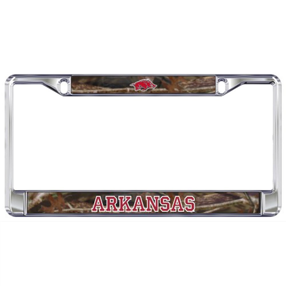 Arkansas Razorbacks Camo Domed Metal License Plate Frame