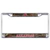 Arkansas Razorbacks Camo Domed Metal License Plate Frame view 1