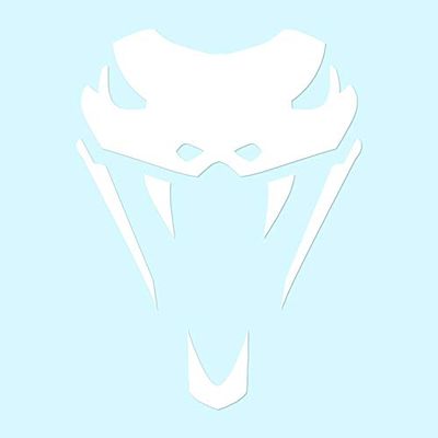 Snake Head Cobra Fangs - Vinyl Decal Sticker - 3.75" x 5" - White