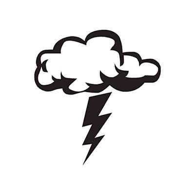 Storm Cloud Lightning Bolt - Vinyl Decal Sticker - 3.75" x 4" - Black