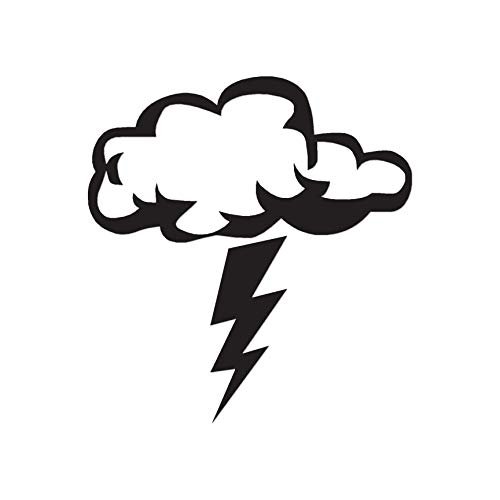 Storm Cloud Lightning Bolt - Vinyl Decal Sticker - 3.75" x 4" - Black