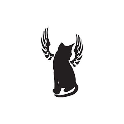 Angel Cat Memorial Wings - Vinyl Decal Sticker - 3.75" x 6.3" - Black