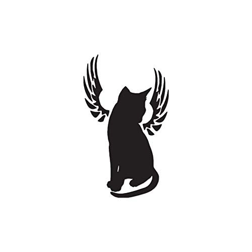 Angel Cat Memorial Wings - Vinyl Decal Sticker - 3.75" x 6.3" - Black