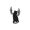 Angel Cat Memorial Wings - Vinyl Decal Sticker - 3.75" x 6.3" - Black view 1