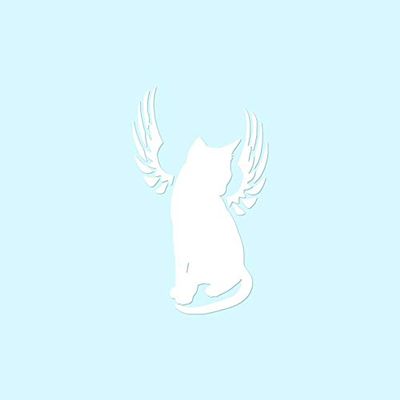 Angel Cat Memorial Wings - Vinyl Decal Sticker - 3.75" x 6.3" - White