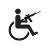 Handicap Gun Wheelchair - Vinyl Decal Sticker - 3.75" x 3.75" - Black view 1
