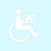 Handicap Gun Wheelchair - Vinyl Decal Sticker - 3.75" x 3.75" - White view 1