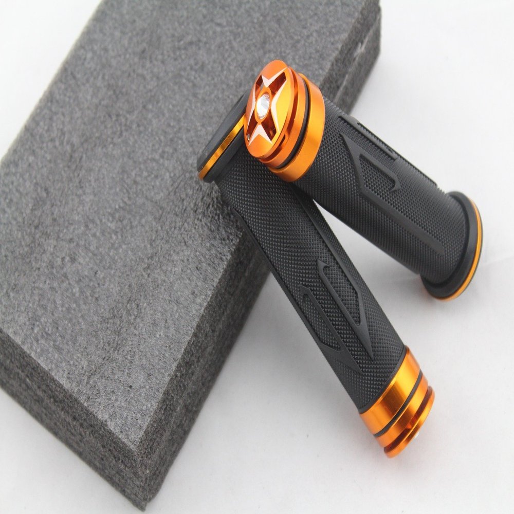 Orange 2 X 7/8"(22mm) Motorcycle Universal CNC Aluminum & Soft Rubber Grips Handlebar Fit For Ducati 1098/S/Tricolor 2007-2008