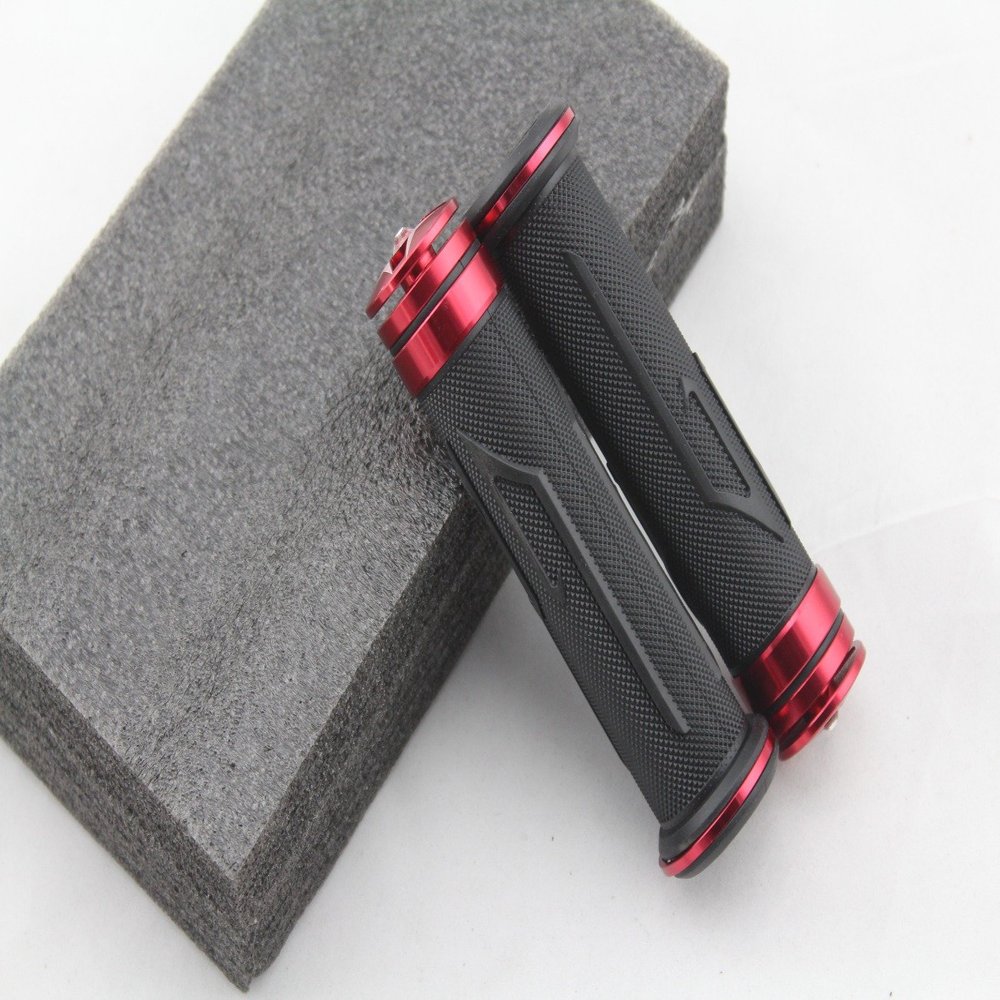 Red 2 X 7/8"(22mm) Motorcycle Universal CNC Aluminum & Soft Rubber Grips Handlebar Fit For Ducati 1098/S/Tricolor 2007-2008