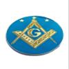 Masonic [Master Mason 3 Steps 5 Point Stars] Alloy Sky Blue and Golden Color Auto Emblem 3" inches in Diameter view 1
