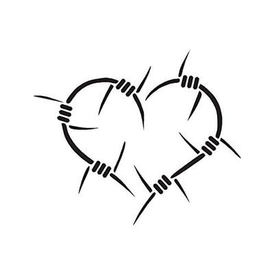 Decorative Decal - Barbed Wire Heart 4.4" x 3.75" - Black - Vinyl Sticker