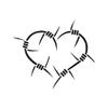Decorative Decal - Barbed Wire Heart 4.4" x 3.75" - Black - Vinyl Sticker view 1
