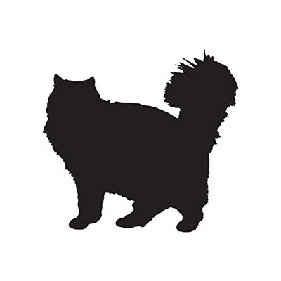 Decorative Decal - Fluffy Cat Kitten 4" x 3.75" - Black - Vinyl Sticker