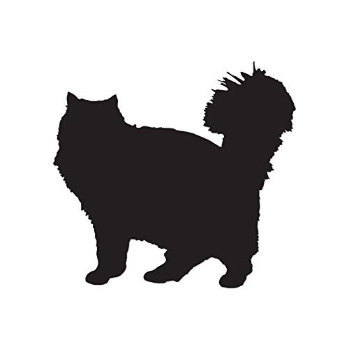 Decorative Decal - Fluffy Cat Kitten 4" x 3.75" - Black - Vinyl Sticker