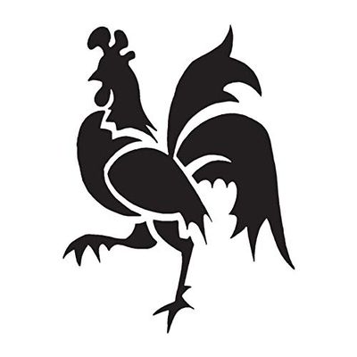 Tribal Rooster Chicken - Vinyl Decal Sticker - 3.75" x 5" - Black