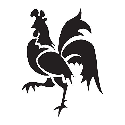 Tribal Rooster Chicken - Vinyl Decal Sticker - 3.75" x 5" - Black
