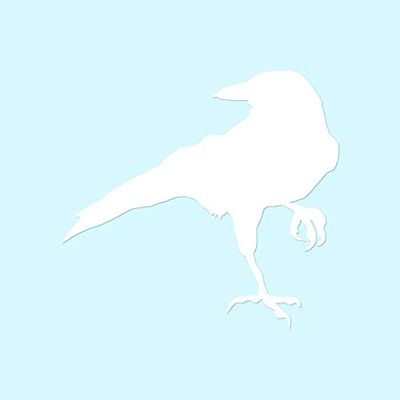 Crow Raven Jackdaw - Vinyl Decal Sticker - 4" x 3.75" - White