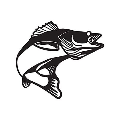 Walleye Fish Bass - Vinyl Decal Sticker - 4.25" x 3.75" - Black