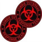 2 - 3" Zombie Outbreak Response Team Sticker Decal Red/Black