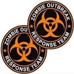 2 Pack Zombie Outbreak Response Team Sticker Decal 3" x 3" Orange