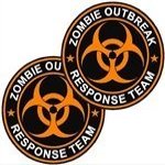 2 Pack Zombie Outbreak Response Team Sticker Decal 3" x 3" Orange