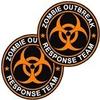 2 Pack Zombie Outbreak Response Team Sticker Decal 4" x 4" Orange view 1