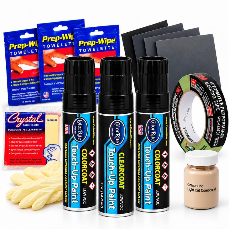 ColorRite Half-Ounce Jar for Oldsmobile All Automotive Touch-up Paint - Silver Beige Poly W (1968) - All-Inclusive Package