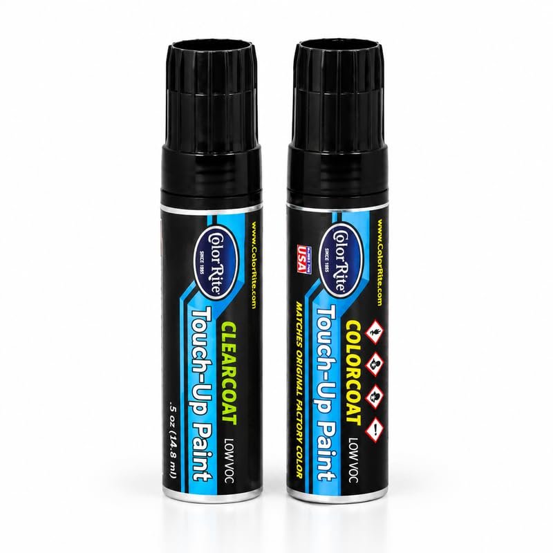 ColorRite Half-Ounce Jar for Dodge Truck Automotive Touch-up Paint - Pine Green DT- 7598 (1971) - Color+Clearcoat Package