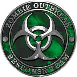 Weston Ink Reflective Zombie Response Team Zombie Outbreak Decal with Green Skulls