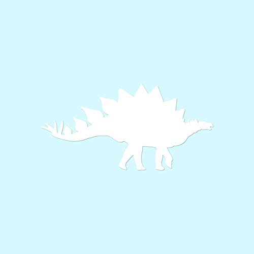 Dinosaur Stegosaurus - Vinyl Decal Sticker - 7.5" x 3.75" - White