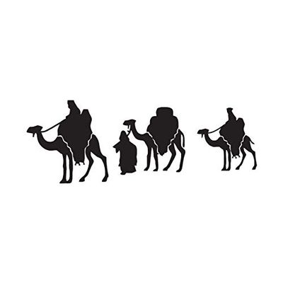Three Wise Men Camel - Vinyl Decal Sticker - 9" x 3.25" - Black