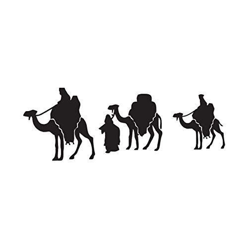 Three Wise Men Camel - Vinyl Decal Sticker - 9" x 3.25" - Black