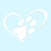 Dog Paw Print Heart - Vinyl Decal Sticker - 5.1" x 3.75" - White view 1