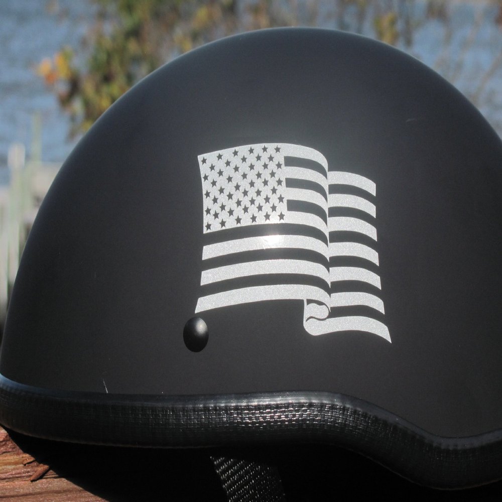 Reflective US Flag - 3" x 2 1/4" die Cut Vinyl Decal for Helmets, Windows, Cars, Trucks, Tool Boxes, laptops, MacBook - virtually Any Hard, Smooth Surface. Made & Ships from The USA!