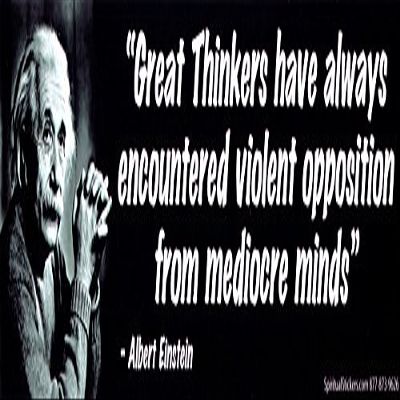 Great Thinkers Have Always Encountered Violent Opposition From Mediocre Minds - Albert Einstein - Magnetic Bumper Sticker / Decal Magnet (10.5" X 3")