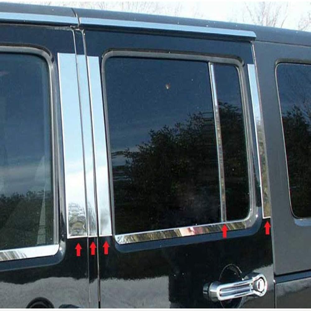 10pc. Chrome Pillar Post Trim for Jeep Wrangler 2007-2016