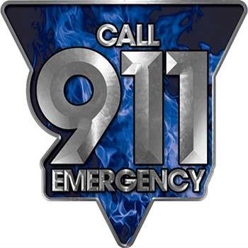 Weston Ink Reflective Call 911 Emergency Police EMS Fire Decal in Blue Inferno Flames