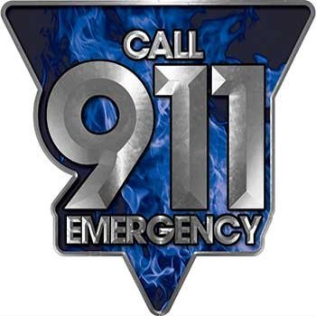 Weston Ink Reflective Call 911 Emergency Police EMS Fire Decal in Blue Inferno Flames