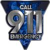 Weston Ink Reflective Call 911 Emergency Police EMS Fire Decal in Blue Inferno Flames view 1