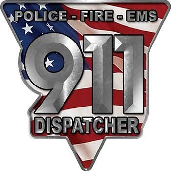 Reflective 911 Emergency Dispatcher Police Fire EMS Decal with American Flag