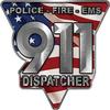 Reflective 911 Emergency Dispatcher Police Fire EMS Decal with American Flag view 1