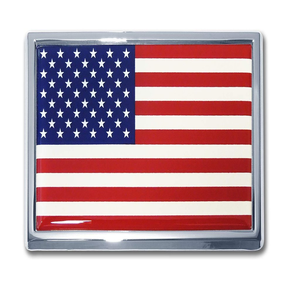 Elektroplate American Flag Chrome Large Car Emblem