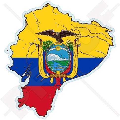ECUADOR Ecuadorian Map-Flag, South America 4.3" (109mm) Vinyl Bumper Sticker, Decal