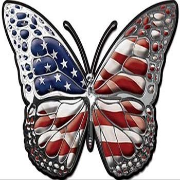 Weston Ink Reflective Chrome Butterfly Decal with American Flag