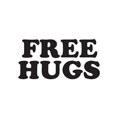 Free Hugs - Vinyl Decal Sticker - 7.65" x 3.75" - Black