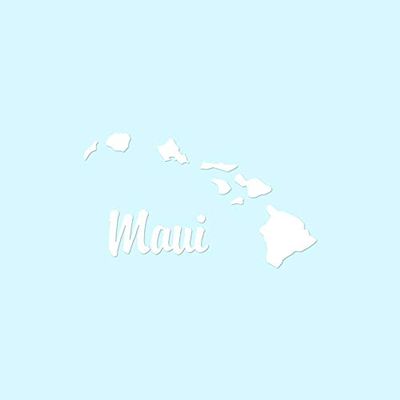 Maui Hawaiian Island - Vinyl Decal Sticker - 6.45" x 3.75" - White