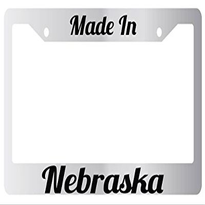 Made In Nebraska Chrome Plastic License Plate Frame City State